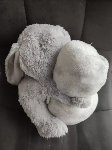 Doudou peluche lapin gris avec couverture plaid blanc étoiles Atmosphera