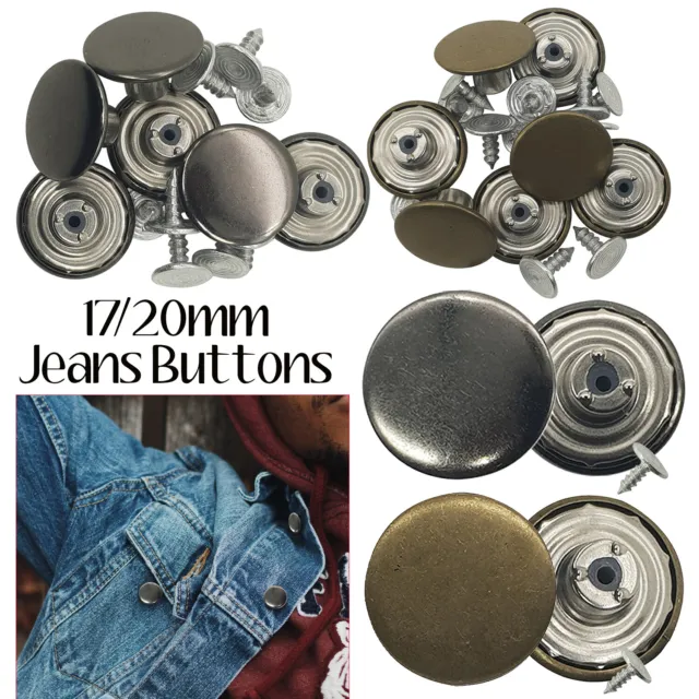 17/20mm Jeans Buttons Hammer on Denim Replacement for Leather Craft Handbag Coat