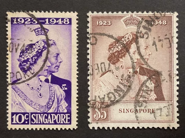 Singapore 1948 Royal Silver Wedding Pair Used SG 31/2 ( Ct £50- )