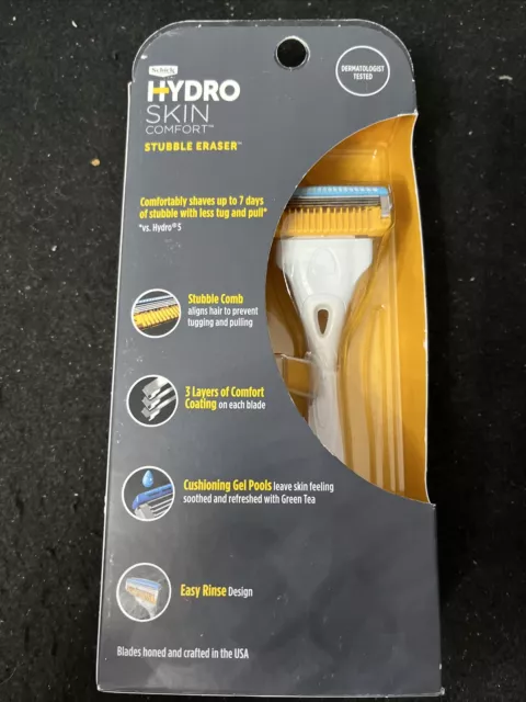 Nueva navaja de afeitar cómoda para piel hidráulica borradora de rastrojos Schick + 2 cartuchos. Peine de rastrojos
