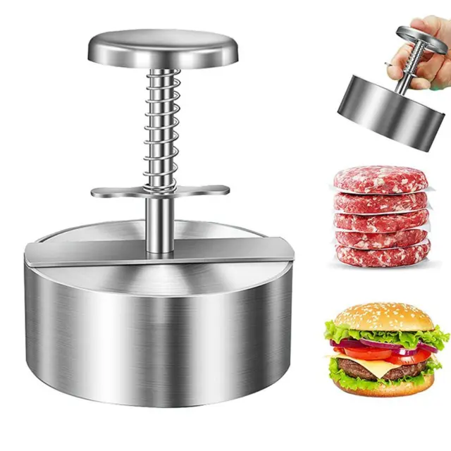 Burger Press Stainless Steel Hamburger Beef Meat Patty Grill Maker Non s K4D5