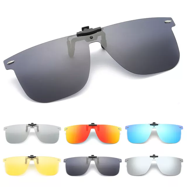 Polarized Clip-on Sunglasses Rimless Flip Up Lens Clips for Prescription Glasses