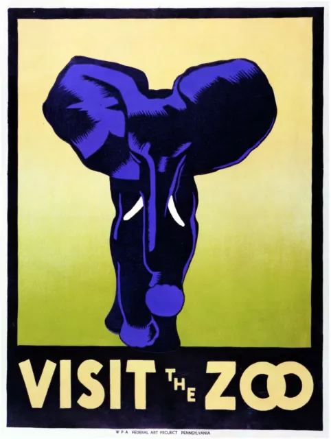 Decoration Poster.Home Room Interior art design.Visit Zoo.Purple elephant.7420