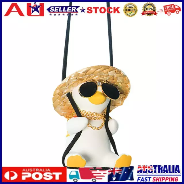 Hanging Ornament - Swinging Duck Car Rear View Mirror Charms Decor (Yellow)