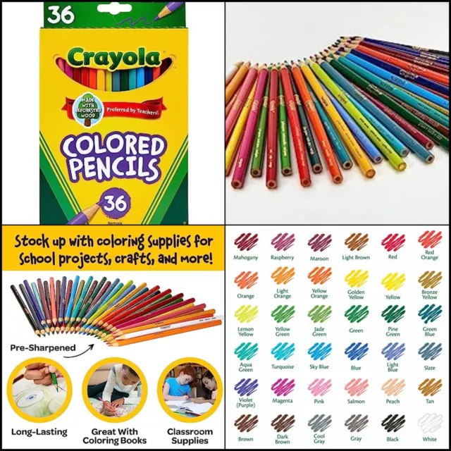 Colored Pencils (36Ct), Kids Pencil Set, Back to School Supplies, Assorted  Colors, Great for Classrooms, Nontoxic, Ages 3+ 