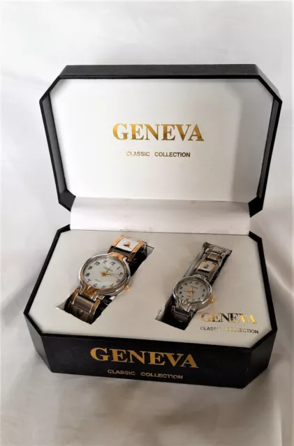 GENEVA CLASSIC COLLECTION Stainless Steel His Hers Wrist Watches