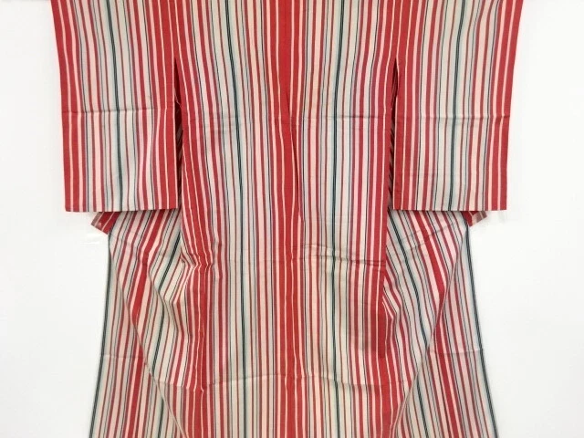 41901# Japanese Kimono / Antique Hitoe Kimono / Woven Stripe