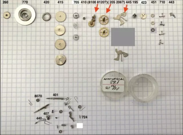 NOS 1 PC UNIVERSAL GENEVE Cal. 281 watch reloj parts recambio