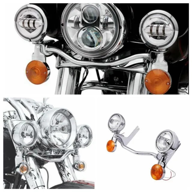 Spot Passing Lights Lamps Turn Signals Bar Kit for Harley Touring Road King US