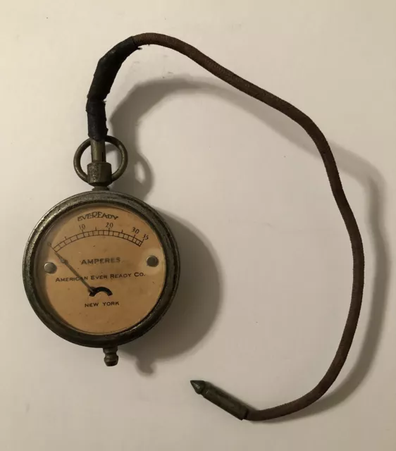 Vintage Eveready Amperes Meter Gauge American Ever Ready Co. New York