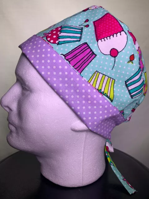 RN Cap Medical Surgical Scrub Nurse Hat Chef Reversible Headpiece HandMade USA