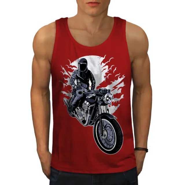 Maglietta sportiva attiva Wellcoda Bike Moto Night Biker da uomo, bici sportiva attiva