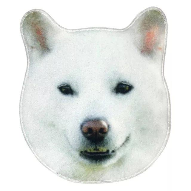 Shiba Inu Cream Die-cut Realistic Motif Towel Made in Japan HOKKAIDO INU WHITE