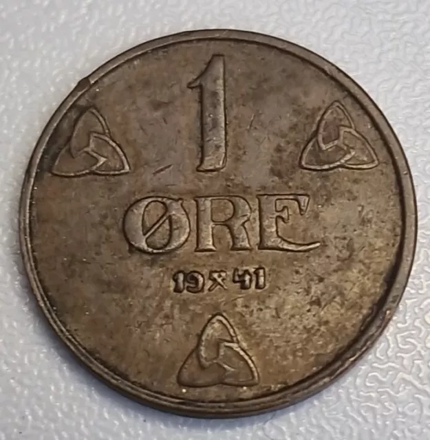 1 ORE 1941  Excellent Condition Coin Norway