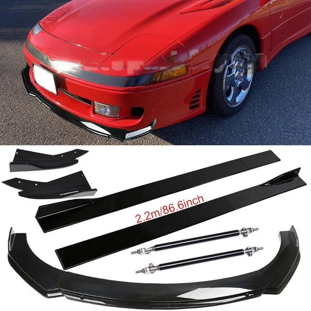 Glossy Black Front Bumper Lip Side Skirt Strut Rods For Mitsubishi 3000GT