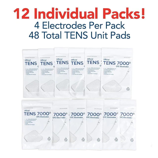TENS 7000 Official TENS Unit Electrode Pads - 48 Pack, Premium Quality OTC TENS