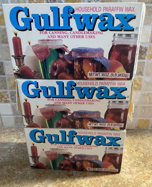 3 NEW Boxes Gulf Wax 1 LB Each Household Paraffin Wax for Canning