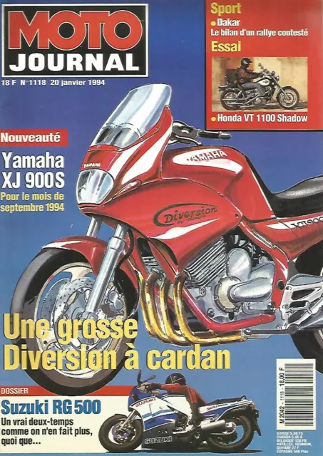 Moto Journal N°1118 Yam Xj 900 S / Honda Vt 1100 Shadow / Suz Rg 500 / Dakar