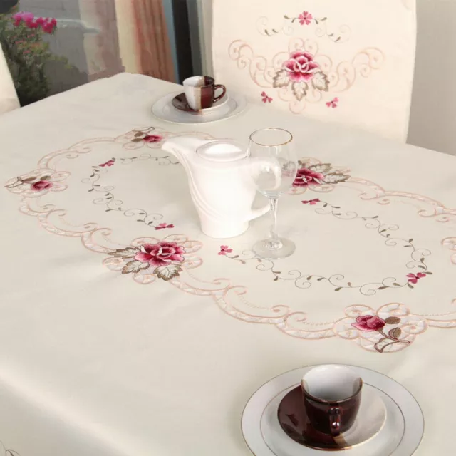 Embroidery Floral Lace Tablecloth Wedding Dining Party Table Cloth Cover Decor