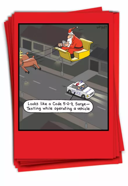 12 Christmas Cards (1 Design, 12 Cards) - Texting While Sleighing B1676