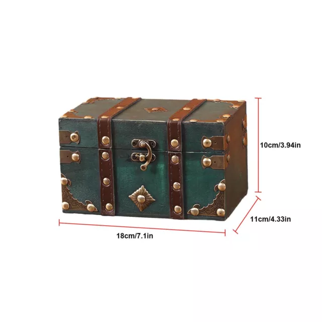 Large Treasure Chests Wooden Pirate Treasure Chests Storage Box with Lock 3