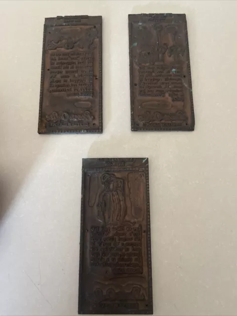 (3) Copper Printing Plate Prest-O-Lite Battery Service 1930’s - 40’s