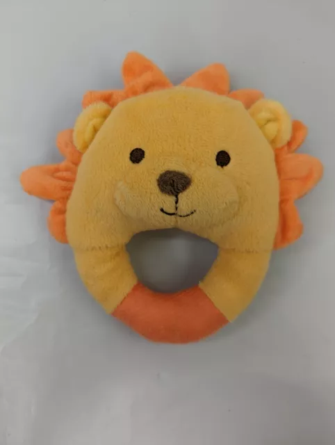 Fisher Price Orange Lion Rattle Plush Ring 6" 2015 Stuffed Animal Toy