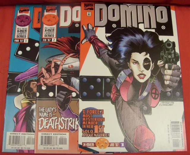 Domino 1-3 Marvel Comic Set Complete X-Men X-Force Ben Raab Perrin 1997 Vf/Nm