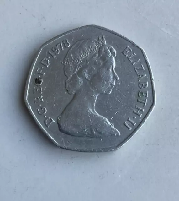 1978 Old Large Britannia 50p Fifty pence Coin Elizabeth II Used & Scratched