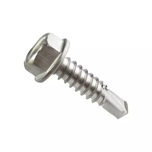 #14 x 1-1/2" Hex Washer Head Self Drilling Screws Stainless Steel Metal Qty25