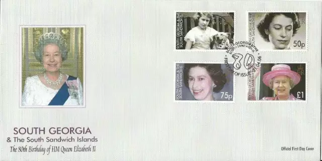 South Georgia 2006 80Th Birthday Of Queen Elizabeth Ii Set On  First Day Cover