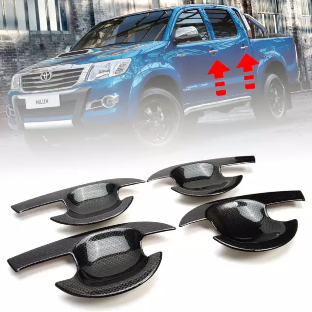 Door Handle Bowl Cover Black Carbon For Toyota Hilux SR5 MK6 MK7 Ute 2005-2014