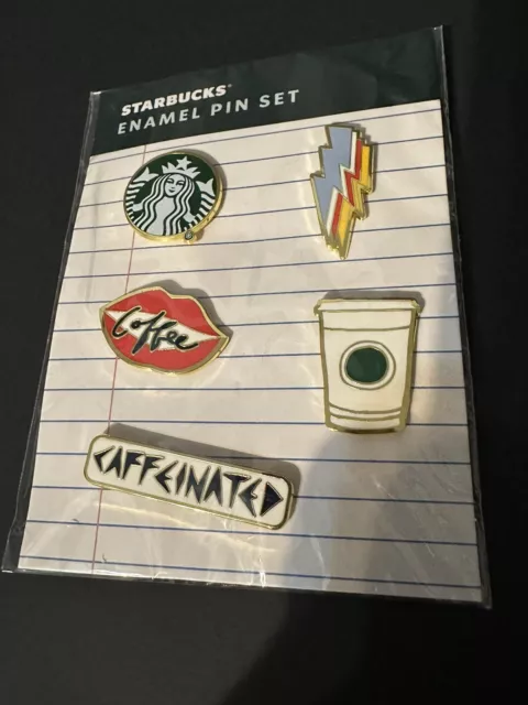 Starbucks Set of 5, 2020 Enamel Pin Set Back to School Caffeinated New