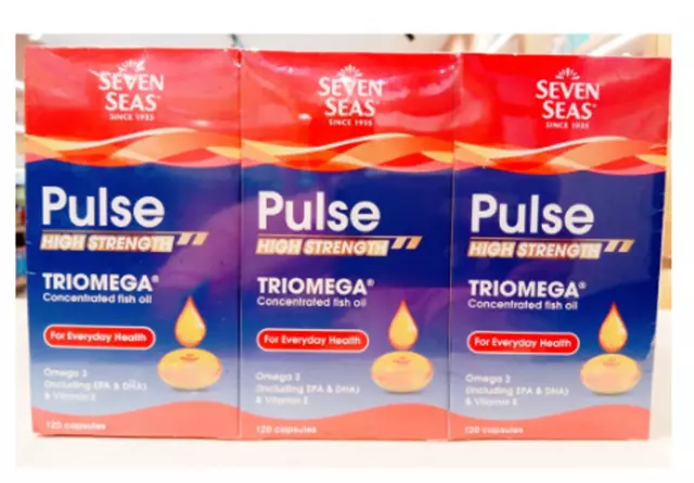 3 X 120's SevenSeas Pulse High Strength Triomega Fish Oil + Vitamin E & Omega 3