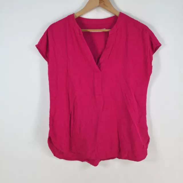 Target womens blouse top size 10 pink short sleeve Vneck viscose 058752