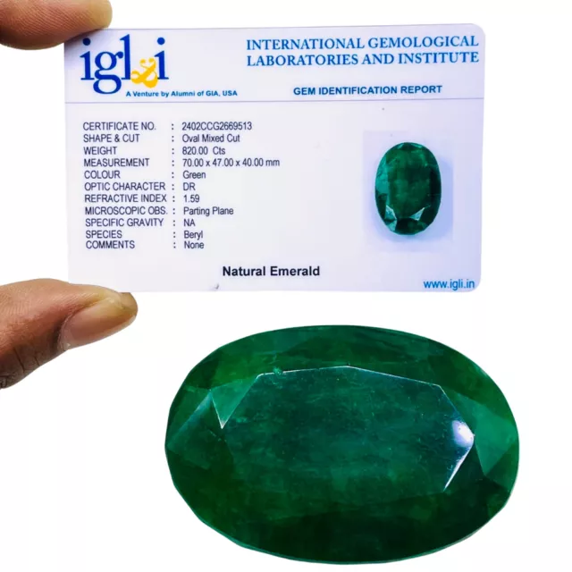 820 Cts Certified Natural Emerald Stunning Green Huge Oval Cut Loose Gemstone 2