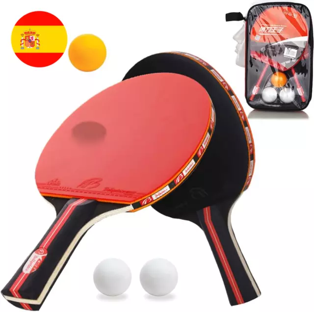 Kit Tenis de Mesa: 2 Raquetas Ping Pong + 3 Pelotas + Bolsa, Set de Ping Pong