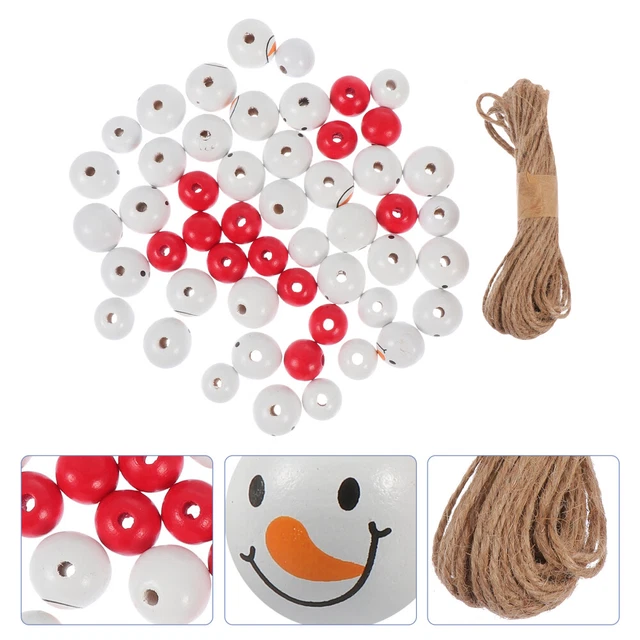 200 piezas pulsera de perlas de madera, cuentas de Navidad perlas de madera