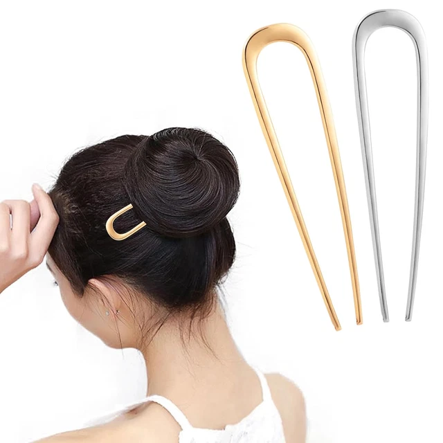 2 Stück Goldene U-Haarnadeln – Vintage-Look Für Dutt & Hochsteckfrisuren