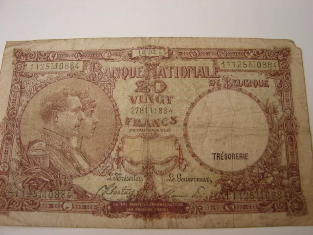 BELGIQUE/BELGIE. 20 FRANCS du 10/02/45.