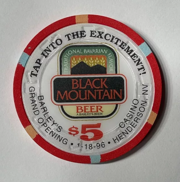 Barley's $5 Casino Chip Black Mountain Beer Grand Opening 1996 Henderson Nevada