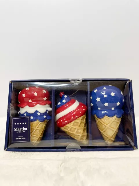 Martha Stewart Patriotic 4th of July Ice Cream Cones Decor Independence Day
