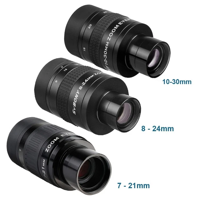 7-21mm/8-24mm/10-30mm Full Metal Barrel Lens 1.25" Zoom Telescope Eyepiece