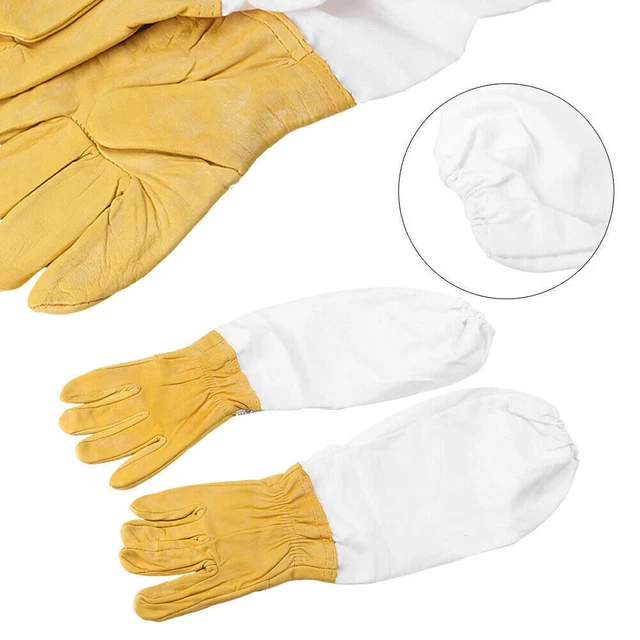 2 x guanti protettivi per apicoltura ventilati a maniche lunghe pelle di capra apicoltore giallo