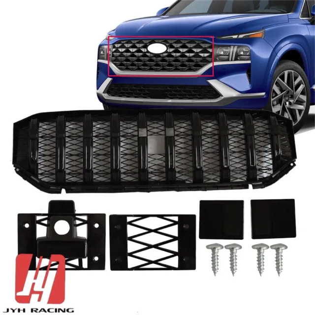 Fits Hyundai Santa Fe 2021-23 Front Modified Vertical Grille Black W/Camera Hole