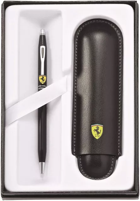 Cross Ferrari Classic Century Matte Black Ballpoint Pen Gift Set Leather Case