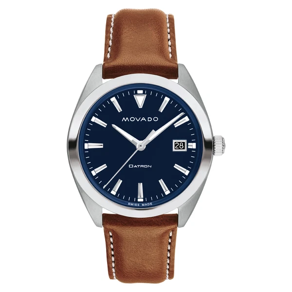 NUOVISSIMO Orologio Cognac Movado Da Uomo Heritage Series Quadrante Blu Datron 3650057