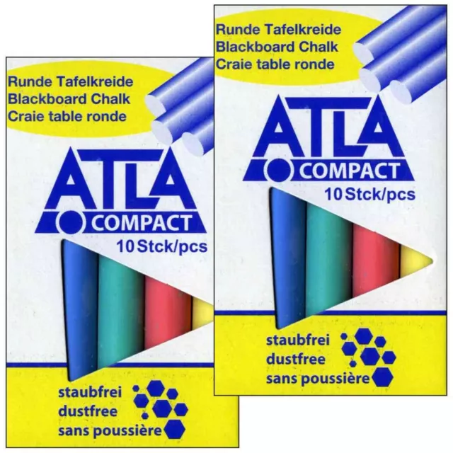 ATLA Tafelkreide rund 10mm | 10 Farben | 20 Stück, Länge 80mm -SPARPACK-