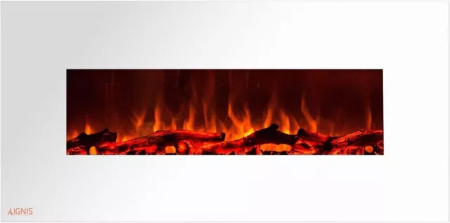 Electric Fireplace White - 50 inch Wall Mounted - Logs | IGNIS Royal