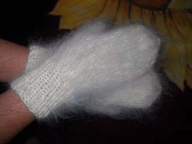 hand knit mohair angora mittens gloves